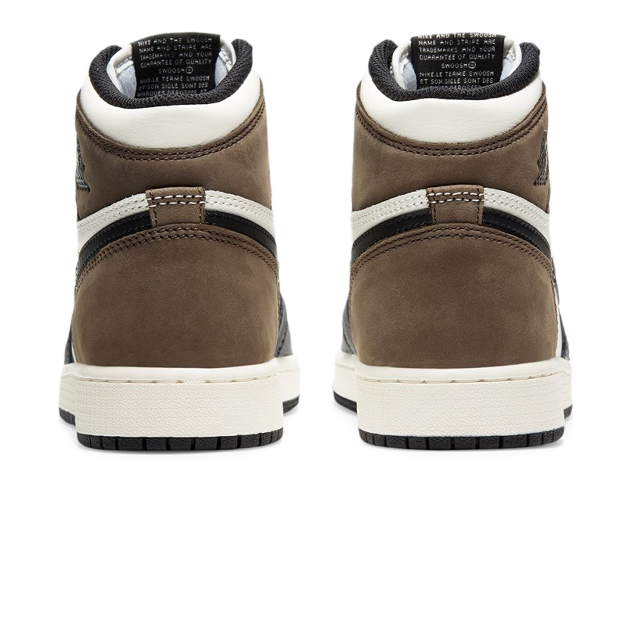 Heel view of Air Jordan 1 High Mocha (GS) 575441-105